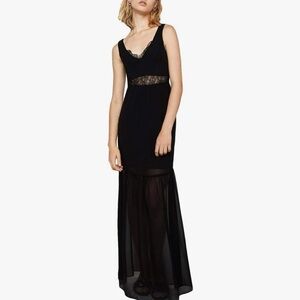 BCBGeneration Black Lace Semi Sheer Maxi Dress, Size 10